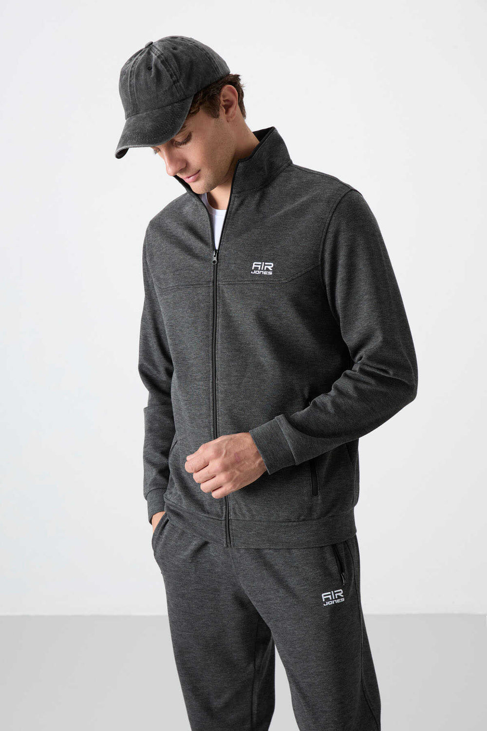 Tommylife Toptan Hugo Rahat Kalıp Jogger Erkek Eşofman Takım 85198 Antrasit Melanj