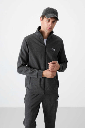 Tommylife Toptan Hugo Rahat Kalıp Jogger Erkek Eşofman Takım 85198 Antrasit Melanj