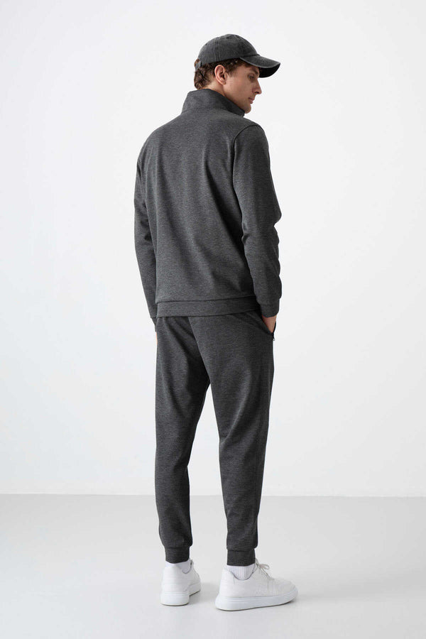 Tommylife Toptan Hugo Rahat Kalıp Jogger Erkek Eşofman Takım 85198 Antrasit Melanj
