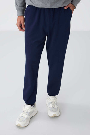 Tommylife Toptan İndigo Klasik Cepli Standart Kalıp Manşetli Erkek Eşofman Alt - 84652