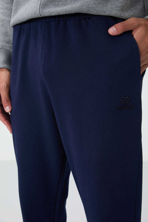 Tommylife Toptan İndigo Klasik Cepli Standart Kalıp Manşetli Erkek Eşofman Alt - 84652