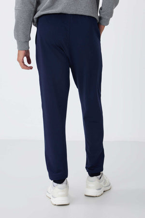 Tommylife Toptan İndigo Klasik Cepli Standart Kalıp Manşetli Erkek Eşofman Alt - 84652