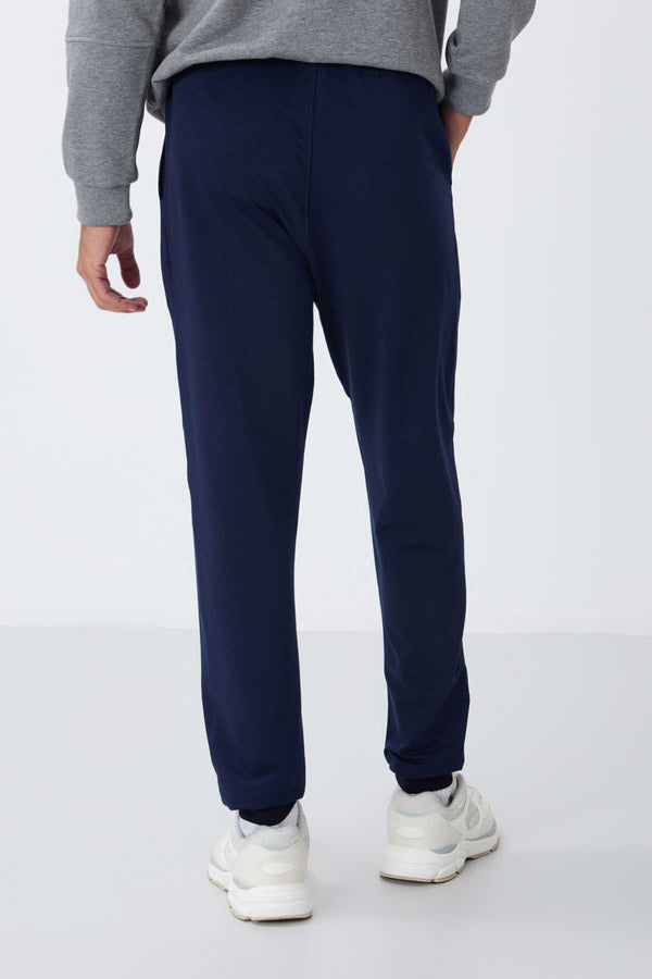 Tommylife Toptan İndigo Klasik Cepli Standart Kalıp Manşetli Erkek Eşofman Alt - 84652