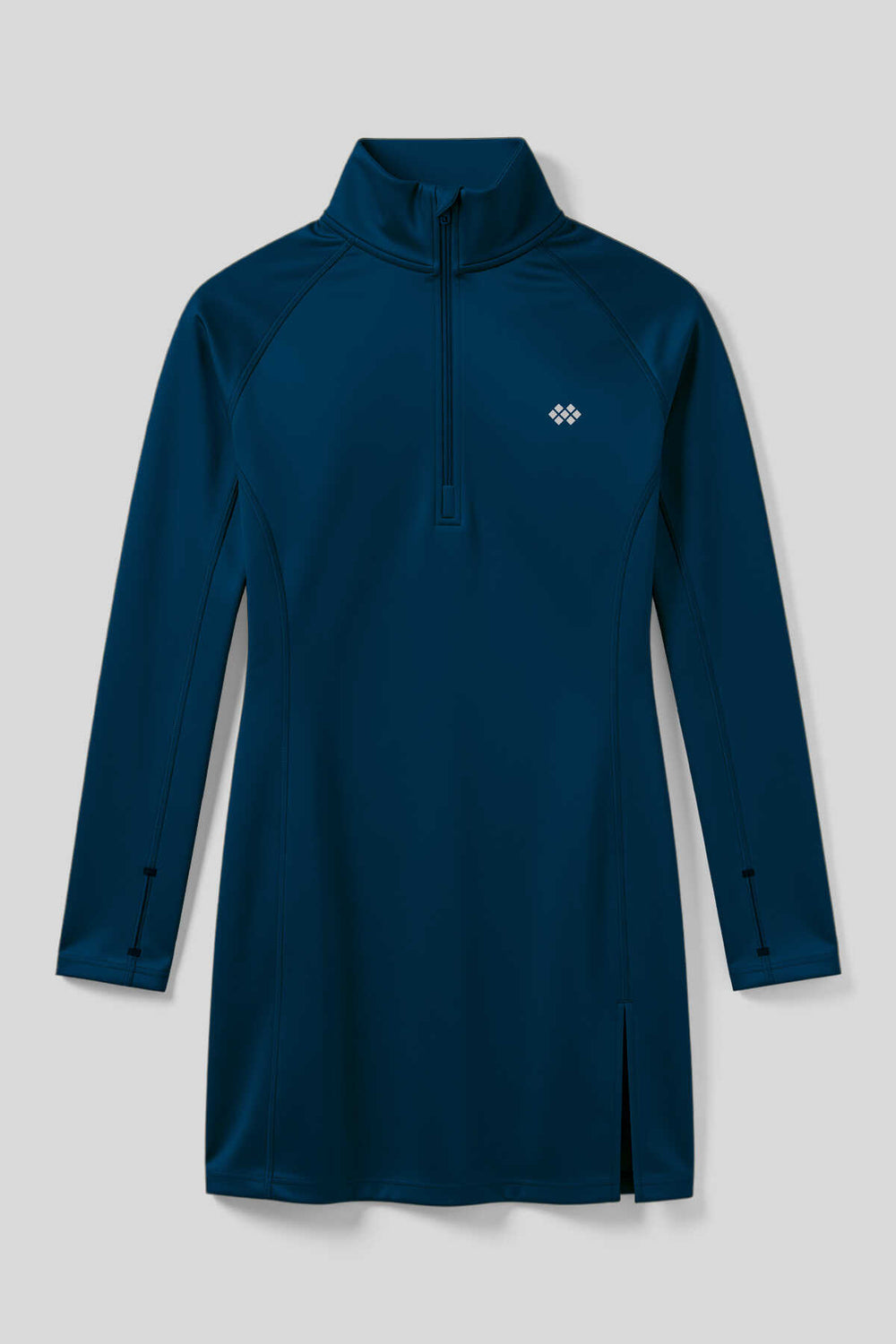 Tommlife Toptan İndigo Yarım Fermuarlı Dik Yaka Standart Fit Kadın Sporcu Tunik  - 97309