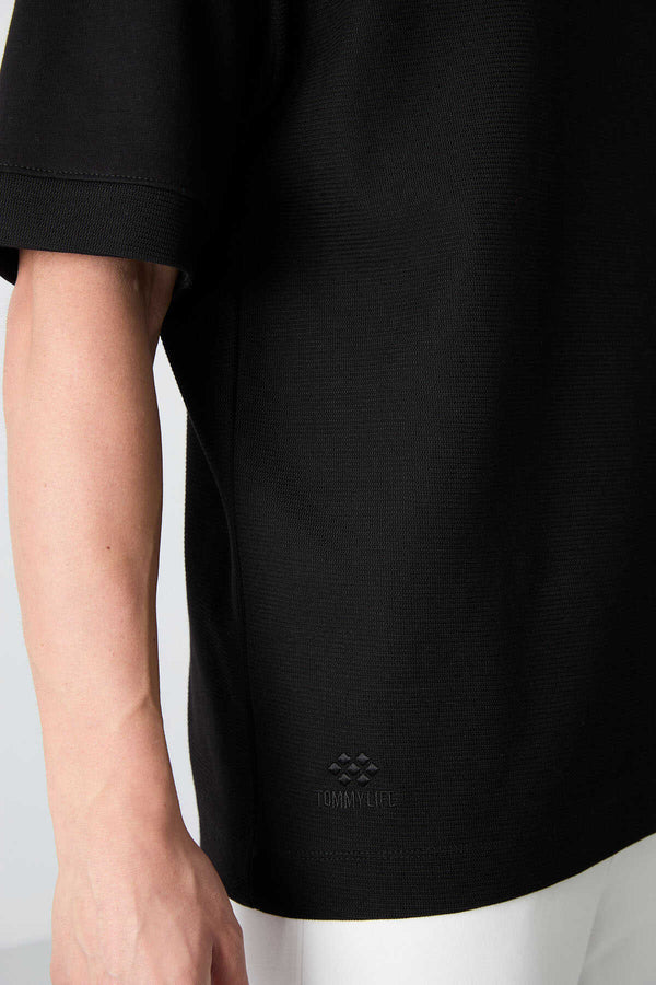 Tommylife Toptan Kapüşonlu Oversize Basic Erkek T-Shirt 88335 Siyah