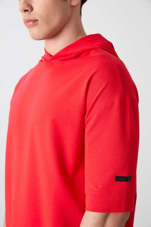 Tommylife Toptan Kapüşonlu Oversize Basic Erkek T-Shirt 88352 Fiesta