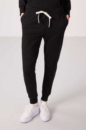 Tommylife Toptan Kapüşonlu Oversize Kadın Eşofman Takım - 95336 Siyah