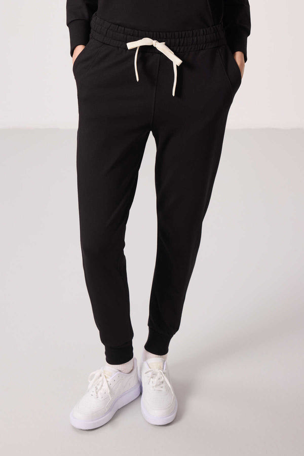 Tommylife Toptan Kapüşonlu Oversize Kadın Eşofman Takım - 95336 Siyah