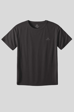 Tommylife Toptan Koyu Gri O Yaka Basic Battal Büyük Beden Kadın T-Shirt - 97308