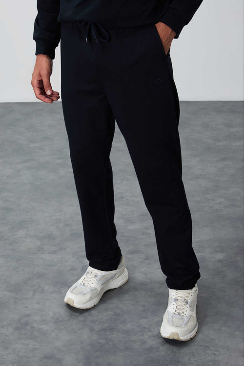 Pantaloni de trening bărbătești bleumarin Tommylife Wholesale cu șnur, buzunare, croială standard, model clasic pe picior - 84682