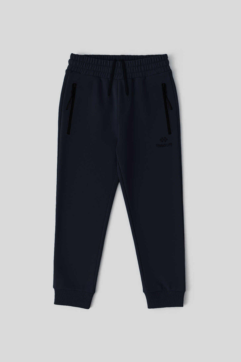 Tommylife Toptan Lacivert Basic Fermuar Cepli Belden Bağcıklı Jogger Erkek Çocuk Eşofman Alt - 10798