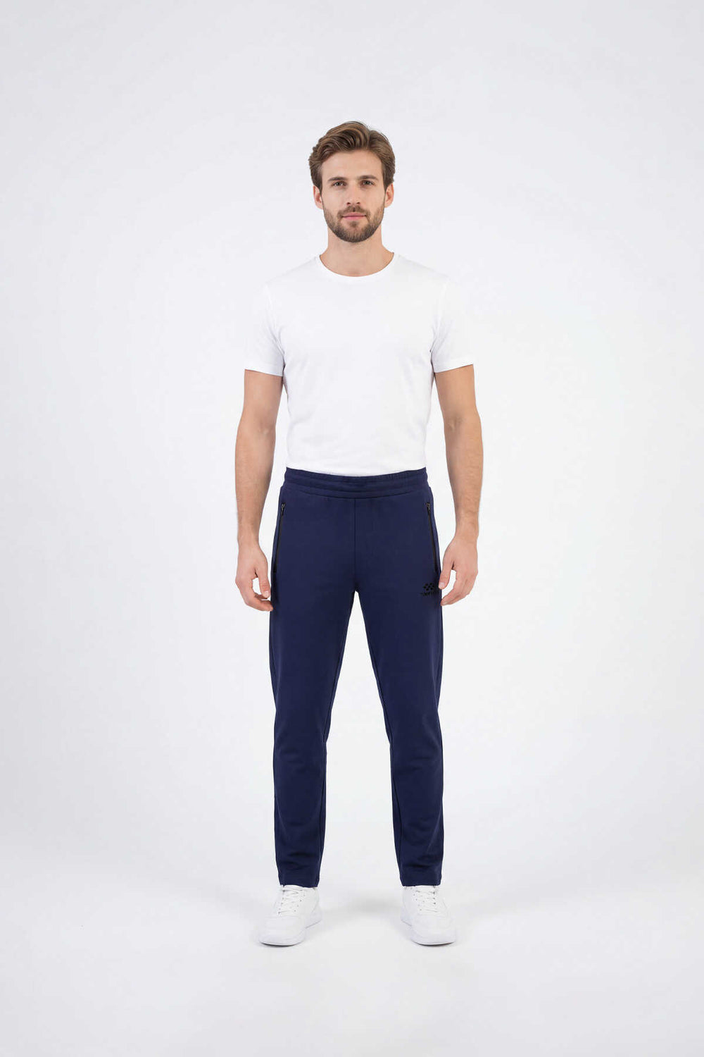 Tommylife Toptan Lacivert Basic Fermuar Cepli Klasik Paça Büyük Beden Erkek Eşofman Alt - 84508