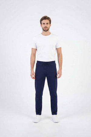 Pantaloni de trening pentru bărbați, mărime mare, cu fermoar, Tommylife Wholesale, bleumarin, model clasic, cu buzunare - 84508