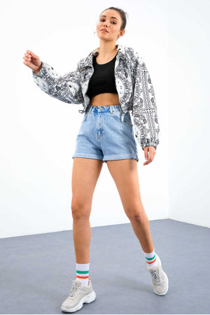 Maiou scurt pentru femei, bleumarin, fără mâneci, croială slim fit, cu decolteu în U, Tommylife Wholesale - 97162