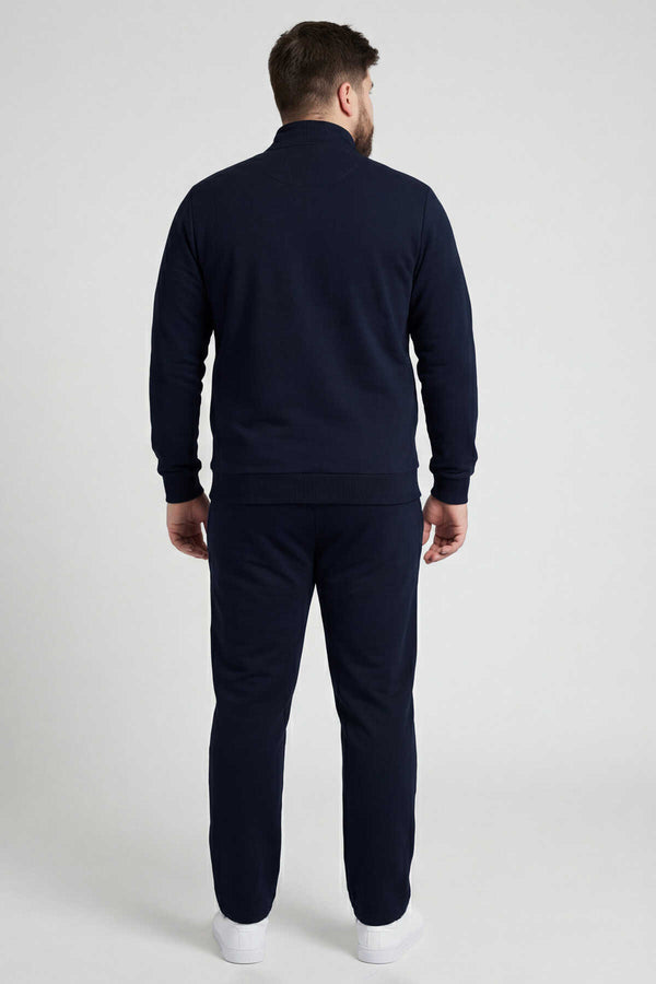 Set trening pentru bărbați, mărime mare, cu guler înalt, model clasic, Tommylife, en-gros, bleumarin - 85176