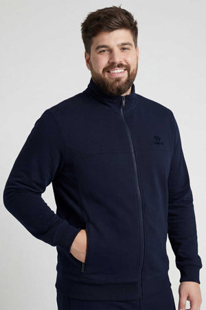 Set trening pentru bărbați, mărime mare, cu guler înalt, model clasic, Tommylife, en-gros, bleumarin - 85176