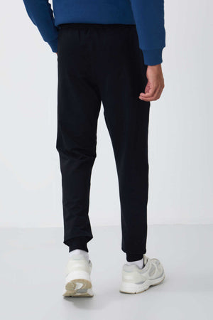 Tommylife Toptan Lacivert Klasik Cepli Standart Kalıp Manşetli Erkek Eşofman Alt - 84652