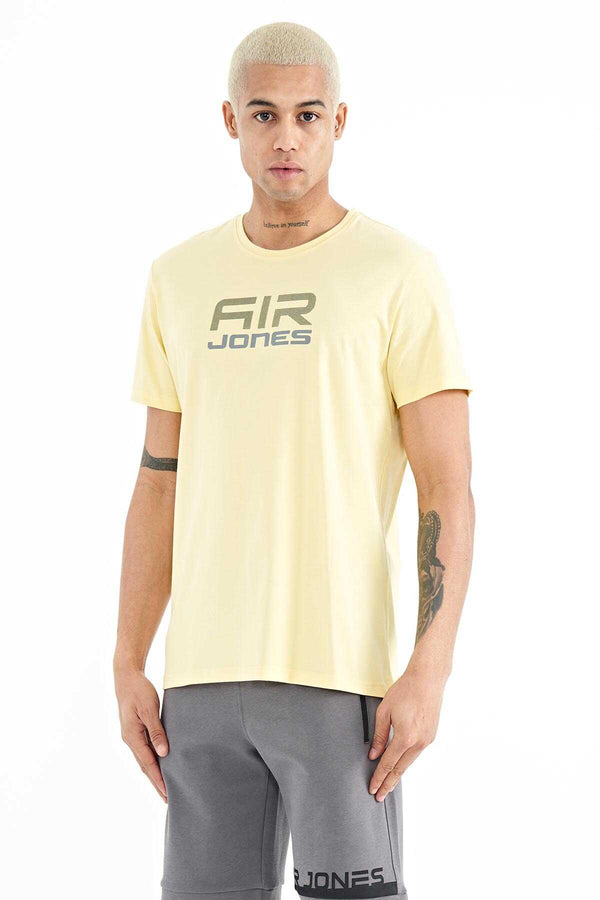 Tommylife Toptan Liam O Yaka Standart Kalıp Baskılı Erkek T-Shirt 88207 Sarı