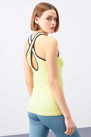 Maiou sport pentru femei, fără mâneci, cu croială standard, cu imprimeu lămâie, Tommylife Wholesale - 97094