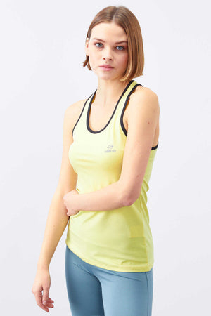 Maiou sport pentru femei, fără mâneci, cu croială standard, cu imprimeu lămâie, Tommylife Wholesale - 97094