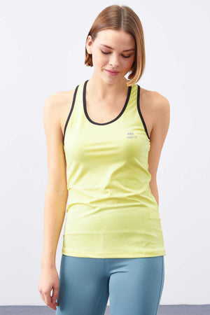 Maiou sport pentru femei, fără mâneci, cu croială standard, cu imprimeu lămâie, Tommylife Wholesale - 97094