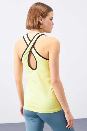 Maiou sport pentru femei, fără mâneci, cu croială standard, cu imprimeu lămâie, Tommylife Wholesale - 97094