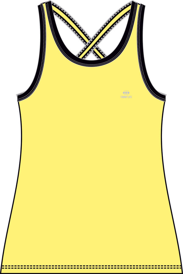 Maiou sport pentru femei, fără mâneci, cu croială standard, cu imprimeu lămâie, Tommylife Wholesale - 97094