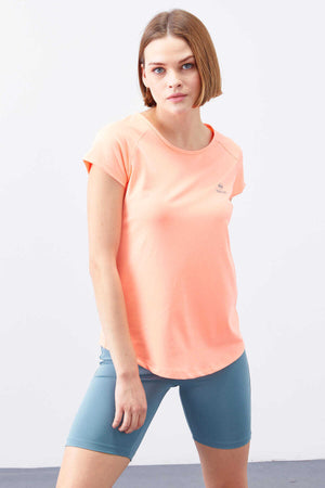 Tricou damă Tommylife Wholesale Coral Back Window cu mânecă scurtă, croială standard, guler rotund - 97101