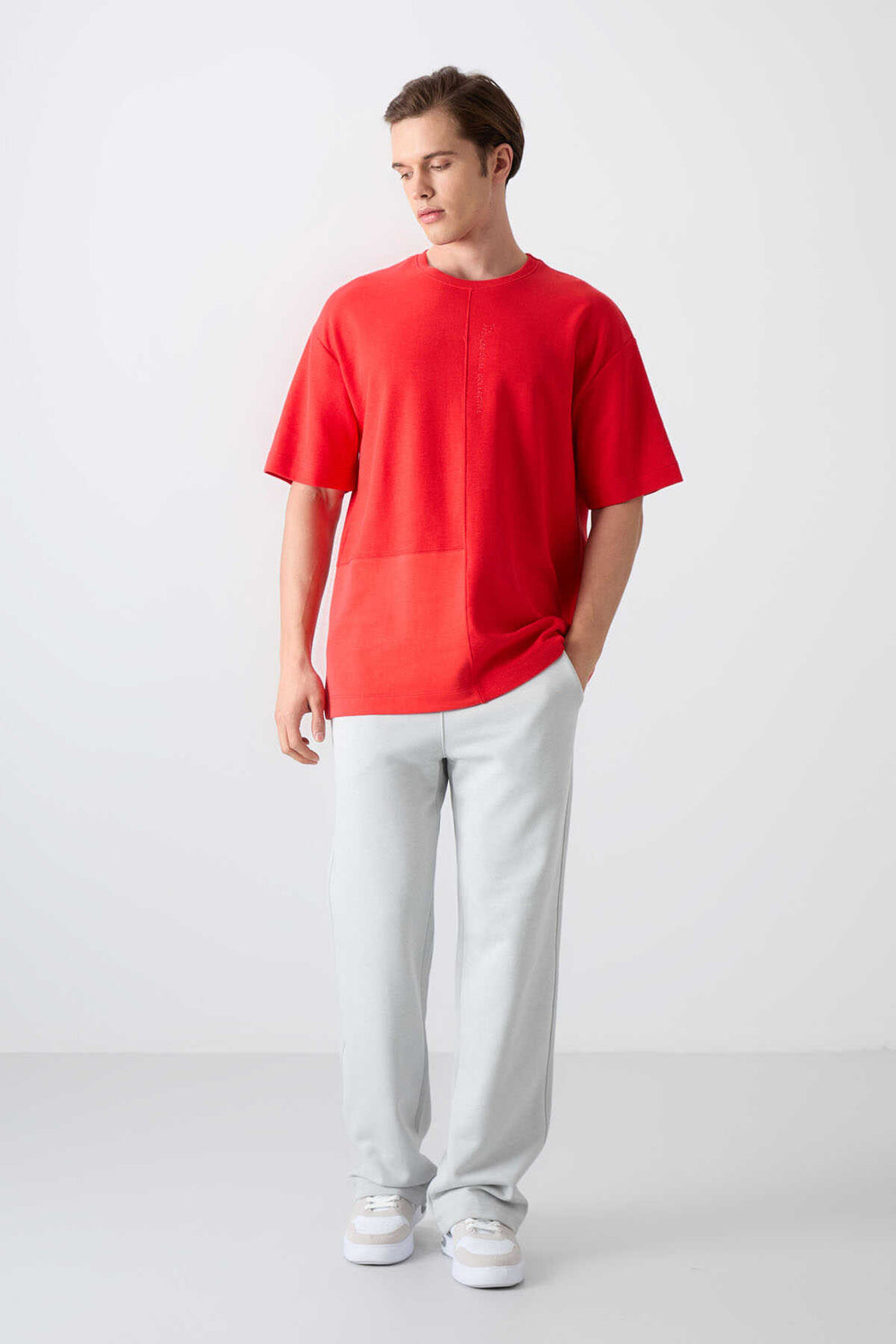 Tommylife Toptan O Yaka Oversize Basic Erkek T-Shirt 88337 Fiesta