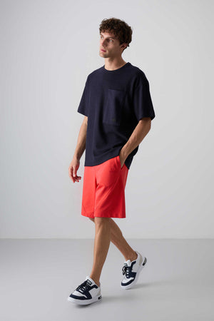 Tommylife Toptan O Yaka Oversize Basic Erkek T-Shirt 88341 Lacivert