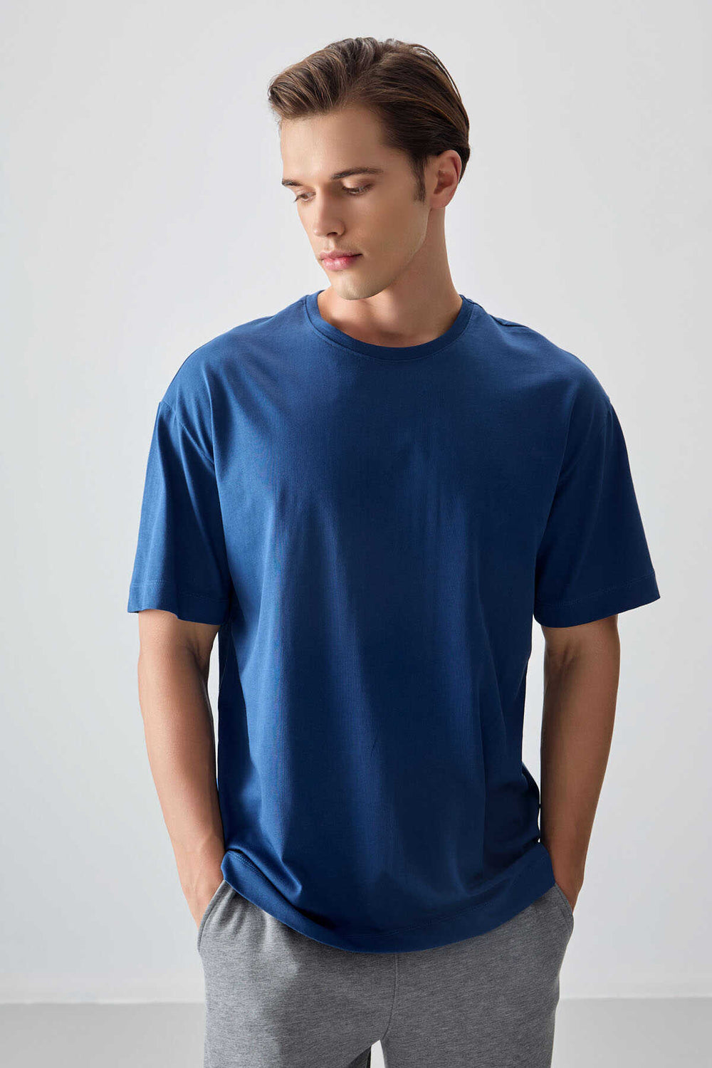 Tommylife Toptan O Yaka Oversize Basic Erkek T-Shirt 88353 Parlament