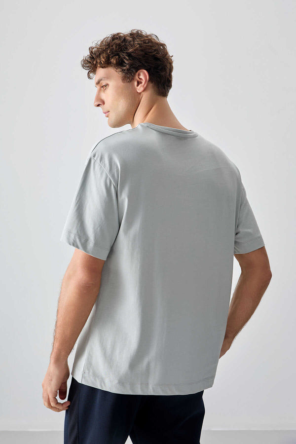 Tommylife Toptan O Yaka Oversize Basic Erkek T-Shirt 88353 Taş