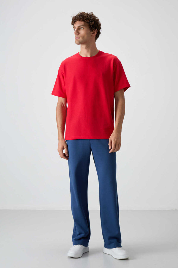 Tommylife Toptan O Yaka Oversize Basic Erkek T-Shirt 88379 Kırmızı