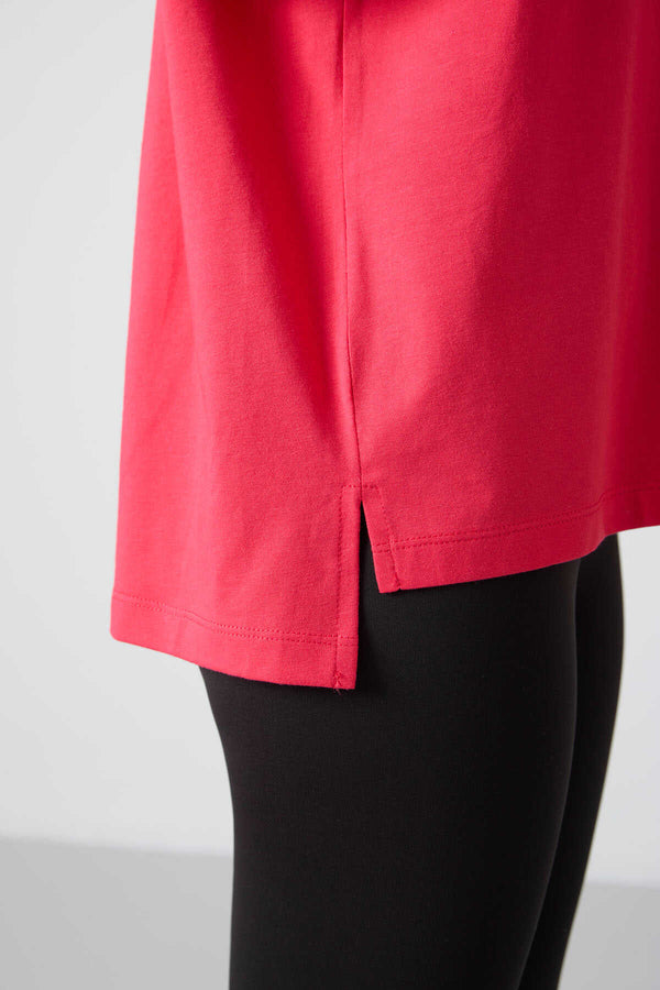 Tommylife Toptan O Yaka Oversize Basic Kadın T-Shirt 97285 Şeker Pembe