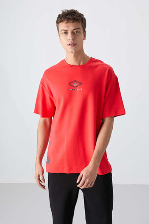 Tommylife Toptan O Yaka Oversize Baskılı Erkek T-Shirt 88325 Fiesta