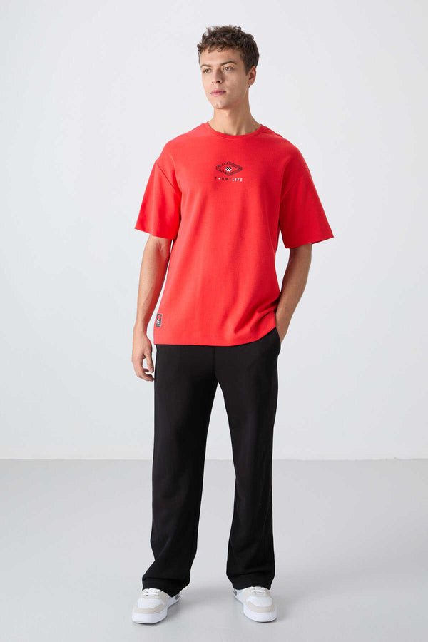 Tommylife Toptan O Yaka Oversize Baskılı Erkek T-Shirt 88325 Fiesta