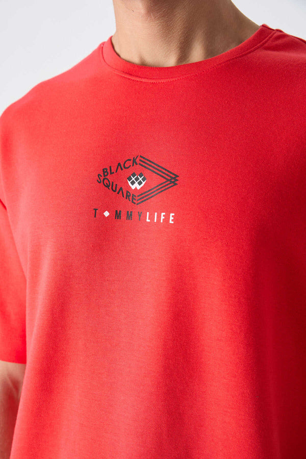 Tommylife Toptan O Yaka Oversize Baskılı Erkek T-Shirt 88325 Fiesta