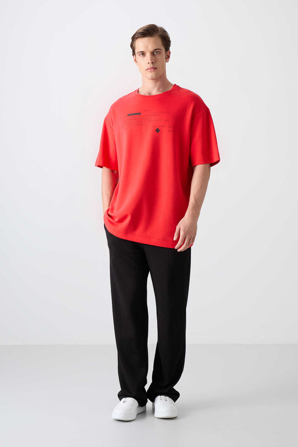 Tommylife Toptan O Yaka Oversize Baskılı Erkek T-Shirt 88326 Fiesta
