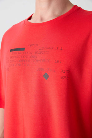 Tommylife Toptan O Yaka Oversize Baskılı Erkek T-Shirt 88326 Fiesta