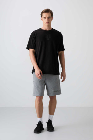 Tommylife Toptan O Yaka Oversize Baskılı Erkek T-Shirt 88333 Siyah