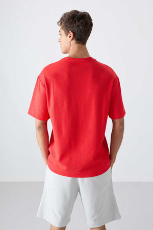 Tommylife Toptan O Yaka Oversize Baskılı Erkek T-Shirt 88336 Fiesta