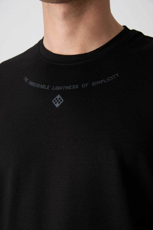 Tommylife Toptan O Yaka Oversize Baskılı Erkek T-Shirt 88343 Siyah