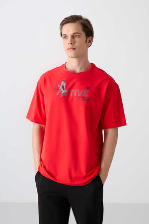 Tommylife Toptan O Yaka Oversize Baskılı Erkek T-Shirt 88344 Fiesta