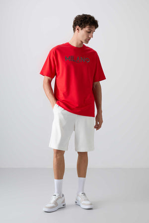 Tommylife Toptan O Yaka Oversize Baskılı Erkek T-Shirt 88345 Fiesta