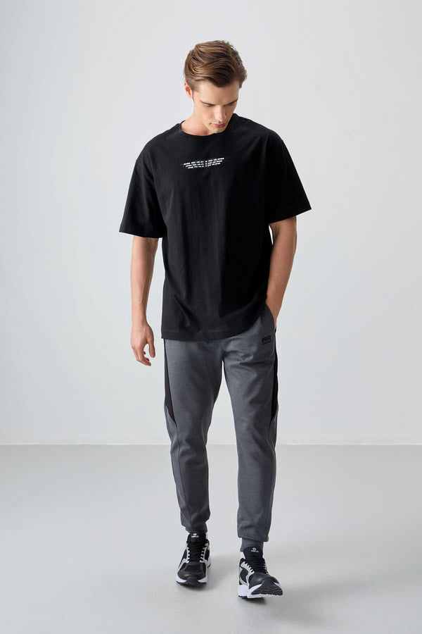 Tommylife Toptan O Yaka Oversize Baskılı Erkek T-Shirt 88356 Siyah