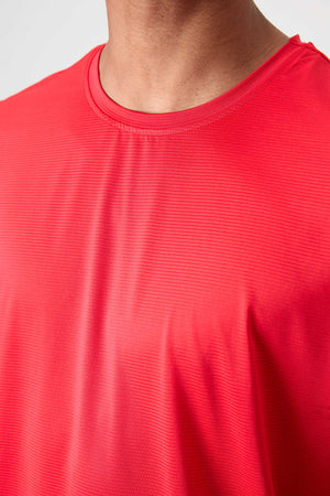 Tommylife Toptan O Yaka Standart Kalıp Aktif Spor Erkek T-Shirt 88383 Kırmızı