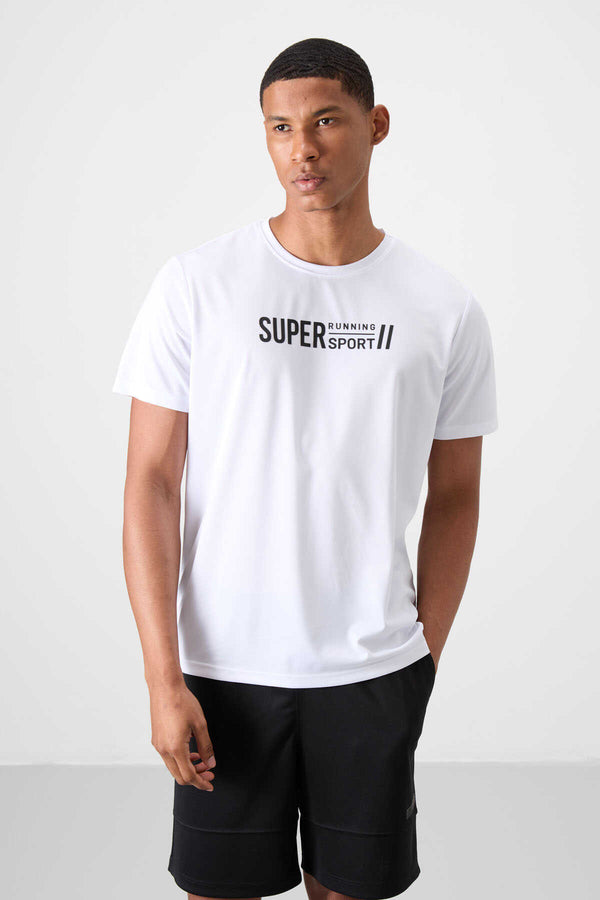 Tommylife Toptan O Yaka Standart Kalıp Aktif Spor Erkek T-Shirt 88385 Beyaz