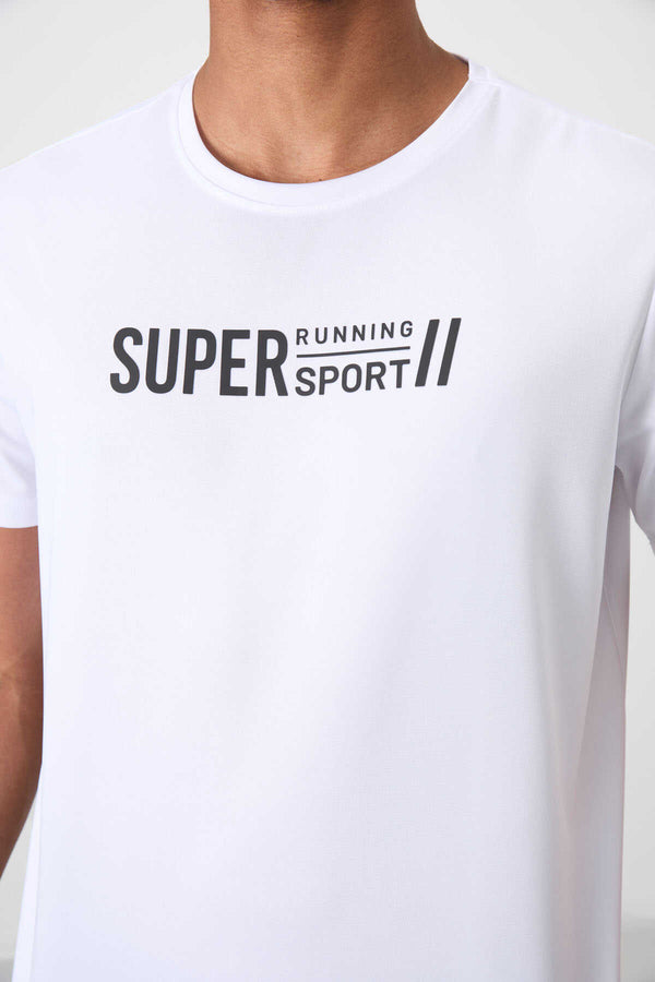 Tommylife Toptan O Yaka Standart Kalıp Aktif Spor Erkek T-Shirt 88385 Beyaz