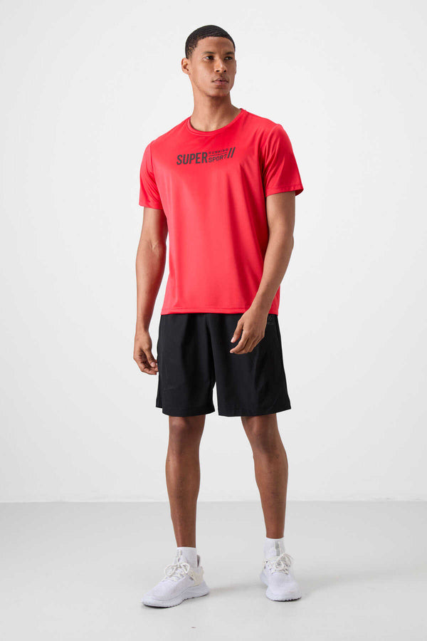 Tommylife Toptan O Yaka Standart Kalıp Aktif Spor Erkek T-Shirt 88385 Kırmızı