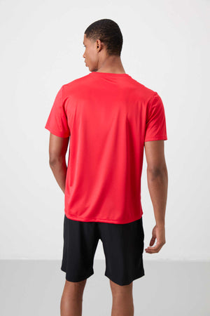 Tommylife Toptan O Yaka Standart Kalıp Aktif Spor Erkek T-Shirt 88385 Kırmızı
